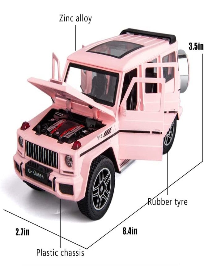 KING FORU Exclusive Alloy Metal Pull Back Die-cast Car Scale Model with Sound Light Mini Auto Toy for Kids Metal Model Toy Car with Sound and Light New Version (1.24- AMG G63 - Multicolor) - Image 2